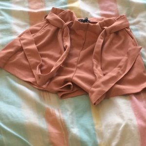 Forever 21 Paperbag belted pink shorts